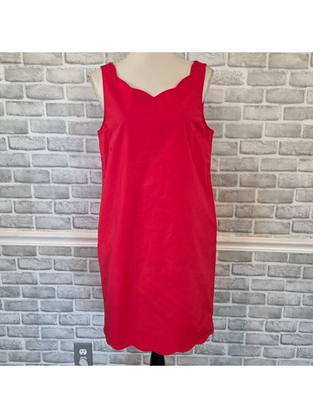 Heyton Watermelon Cotton Scallop Shift Dress 10 Coastal Garden Party Resort